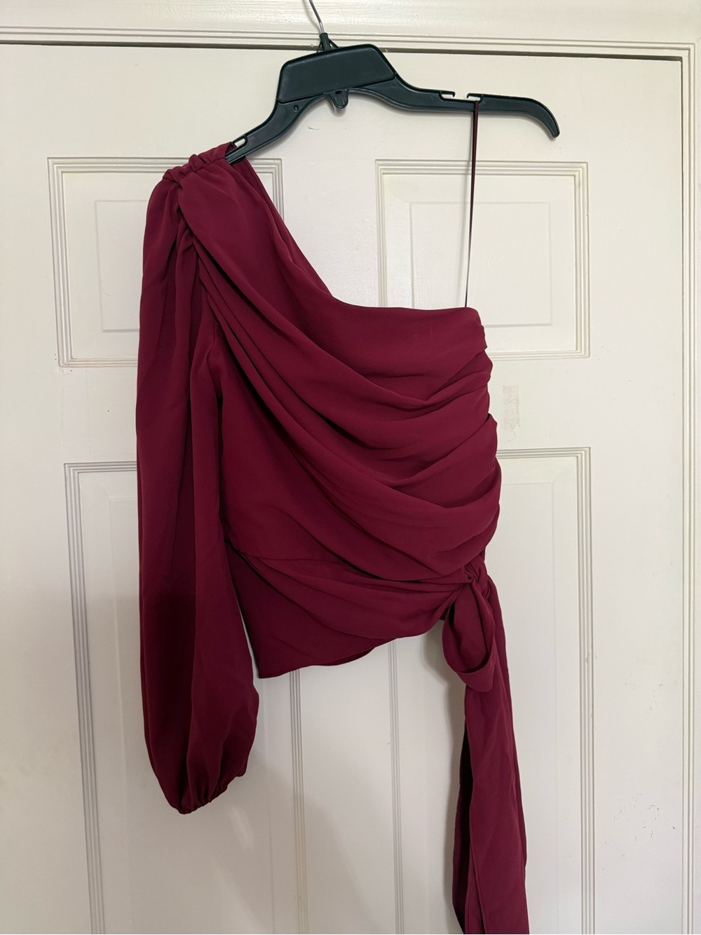 Amanda Uprichard One Shoulder Deep Red Blouse - S